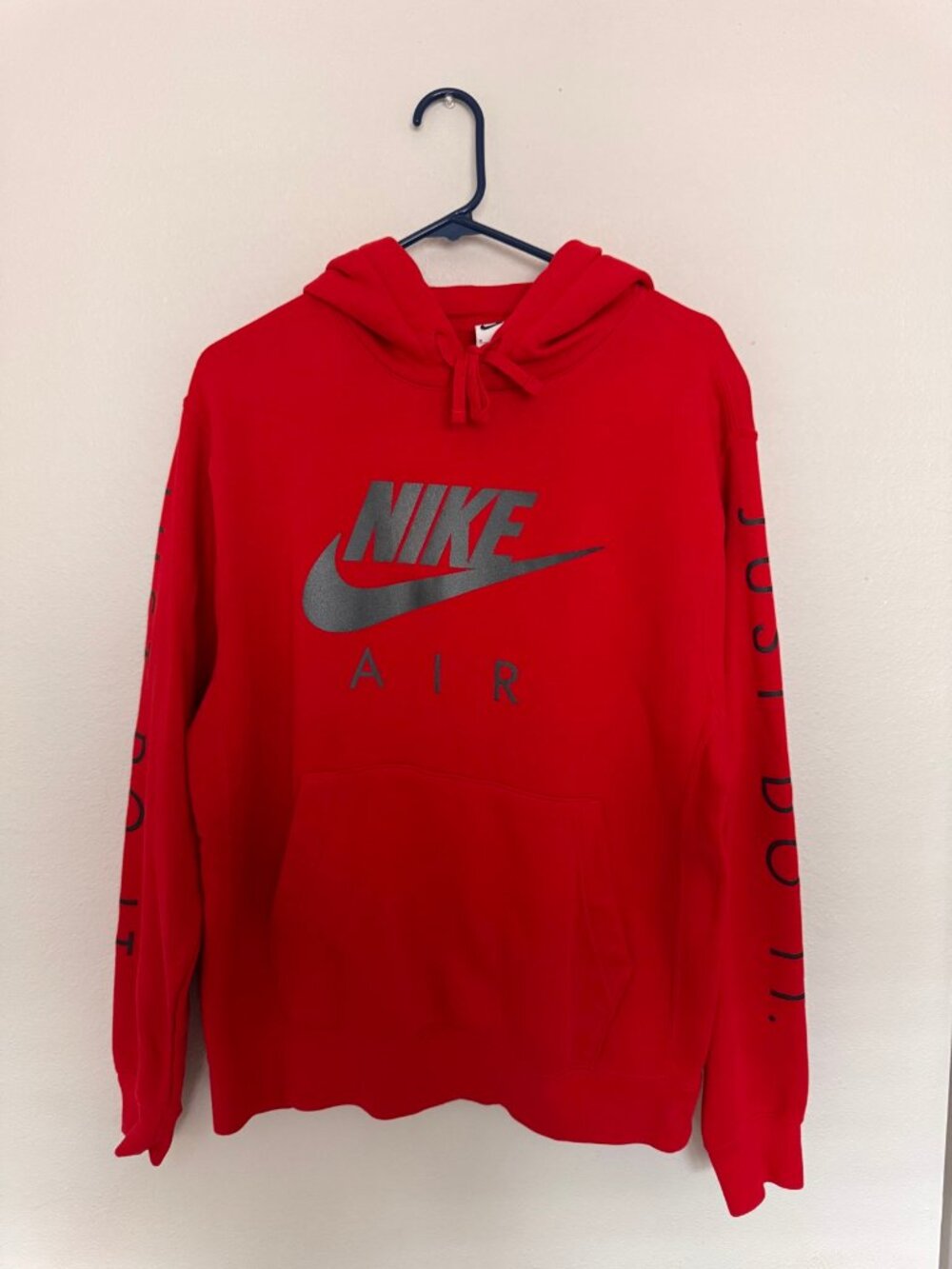Nike Air Hoodie Mens M Red Just Do It Sleeve Pullover Sweatshirt